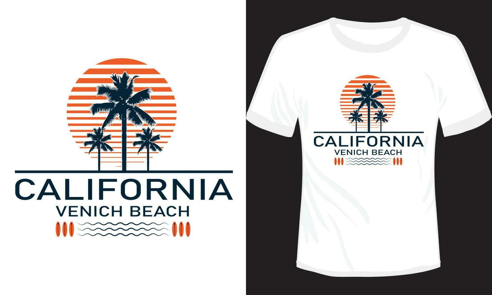 Californië Venetië strand t-shirt ontwerp vector illustratie