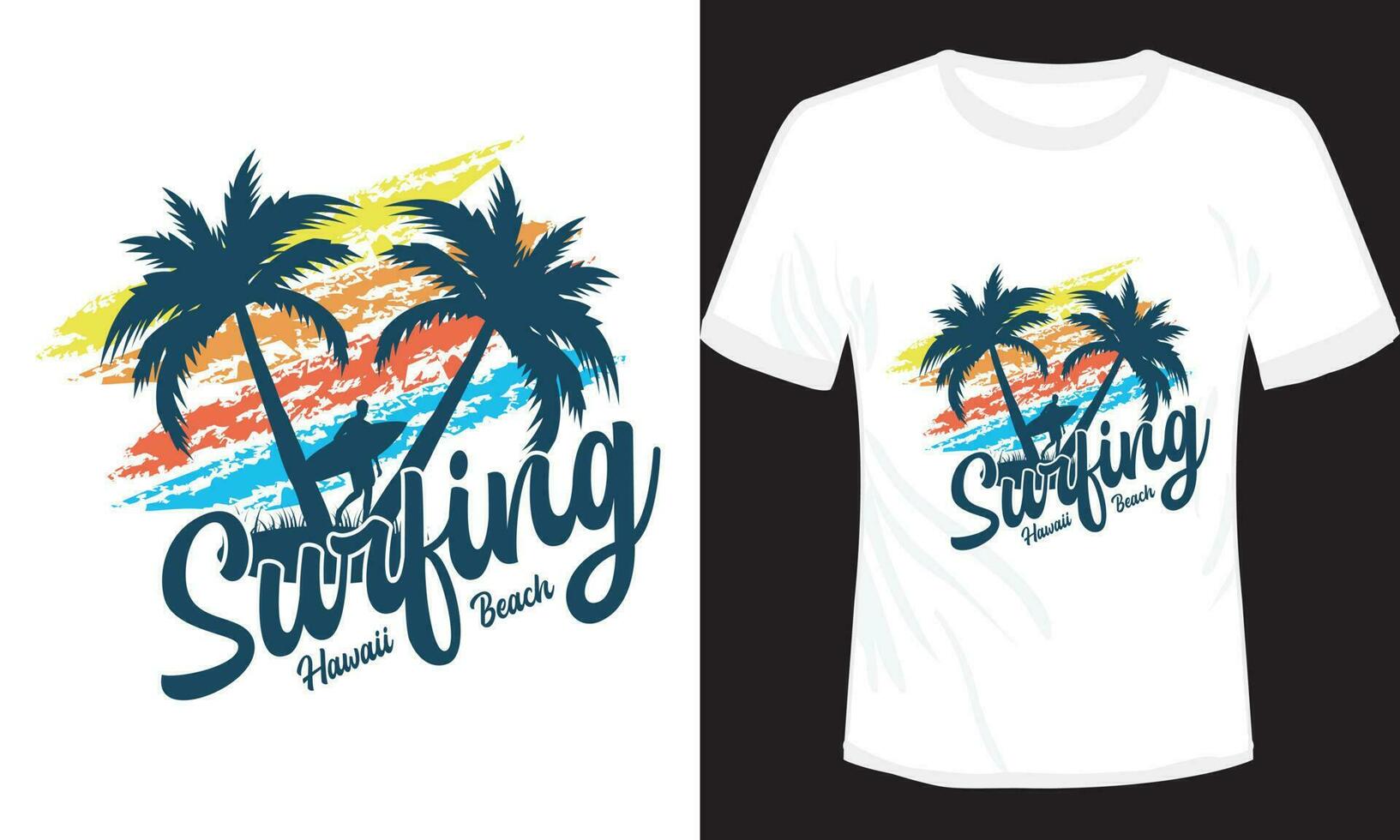 surfing Californië Hawaii strand t-shirt ontwerp vector