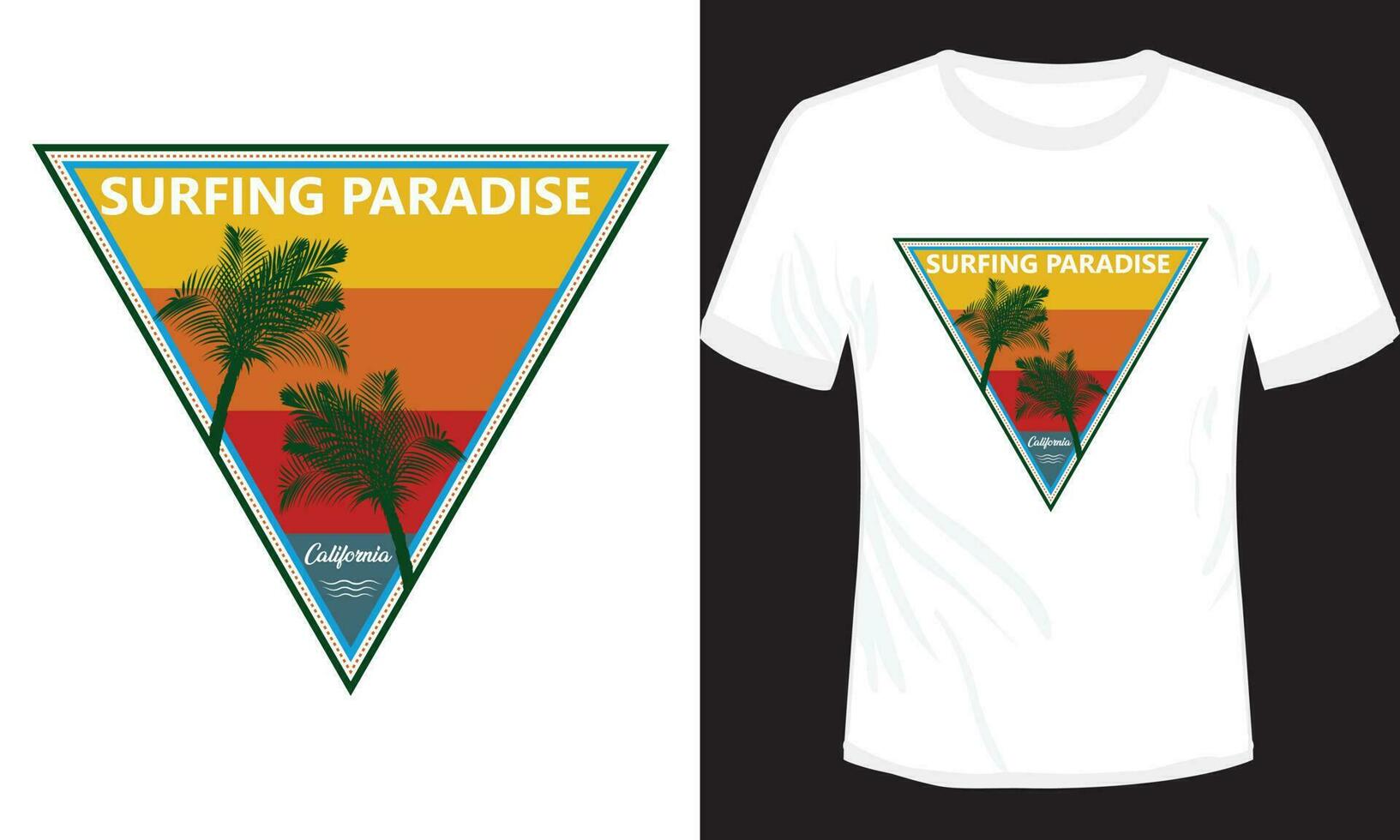 surfing paradijs t-shirt ontwerp zee strand vector illustratie