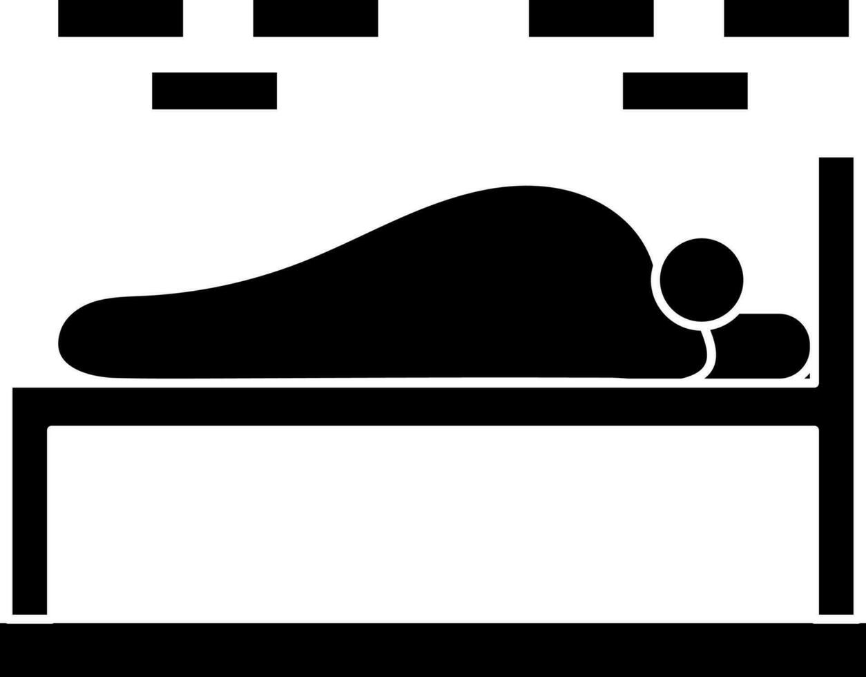 Mens slapen Aan bed icoon in glyph stijl. vector