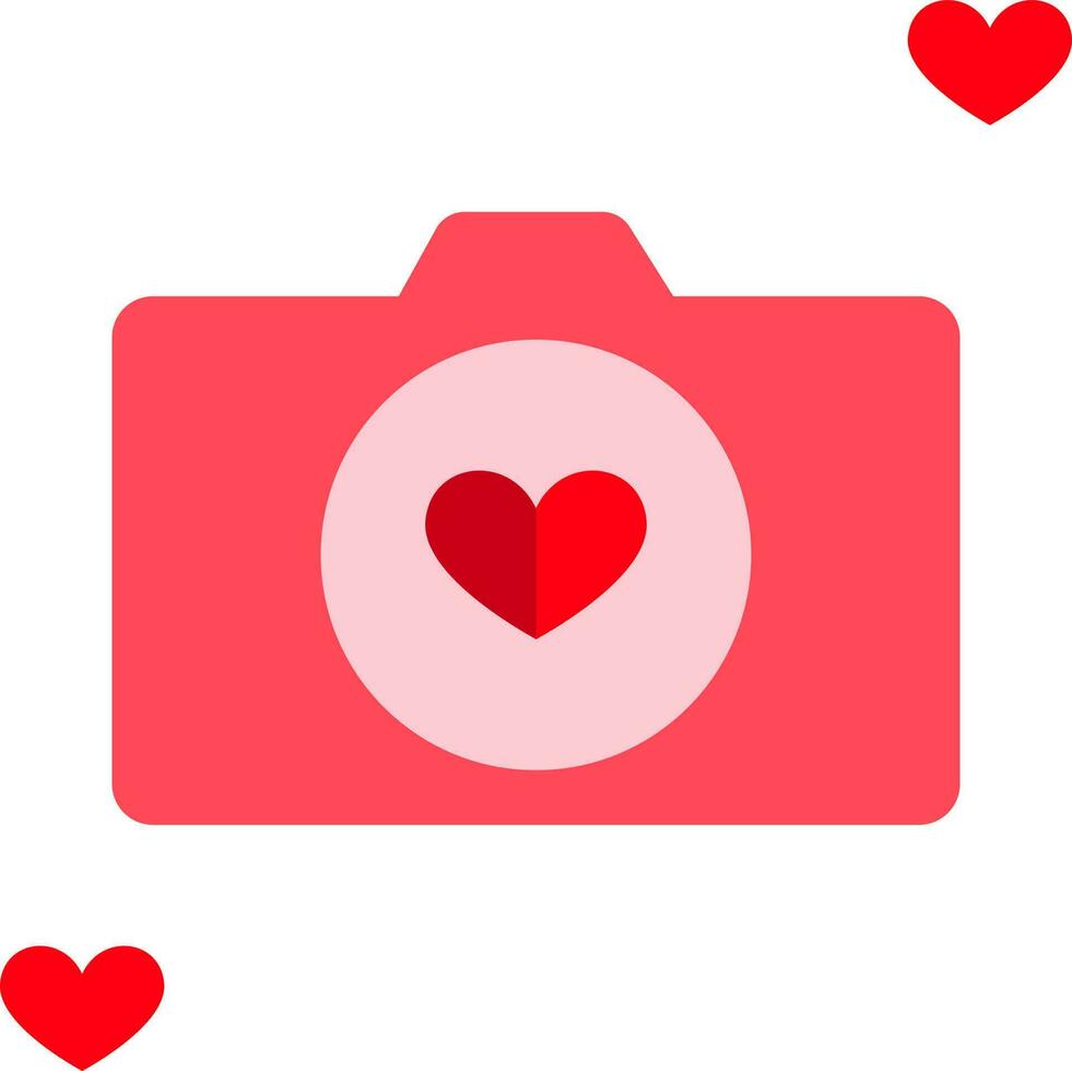 vlak stijl liefde camera icoon in rood kleur. vector