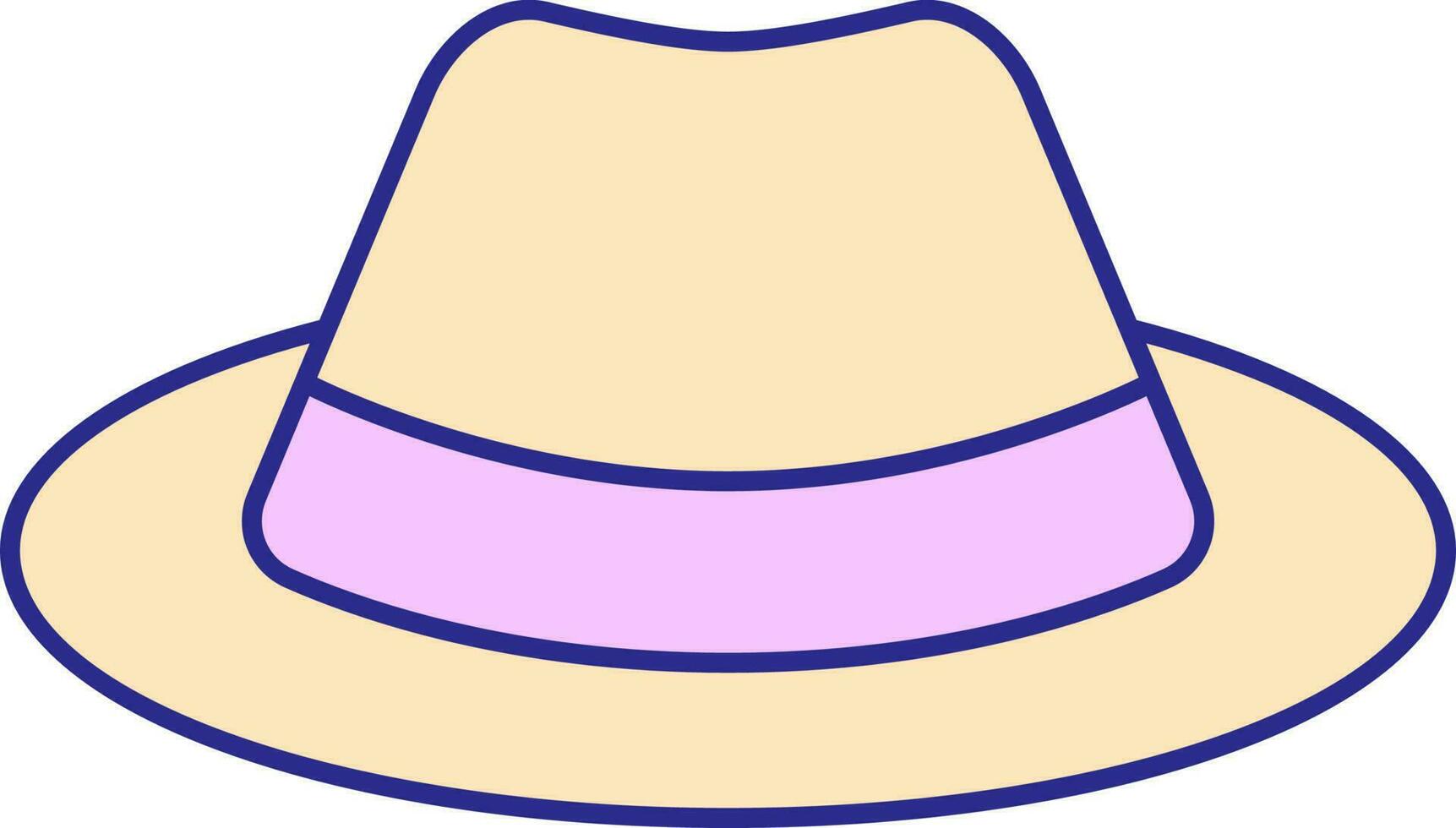 geel en roze illustratie van fedora hoed vlak icoon. vector