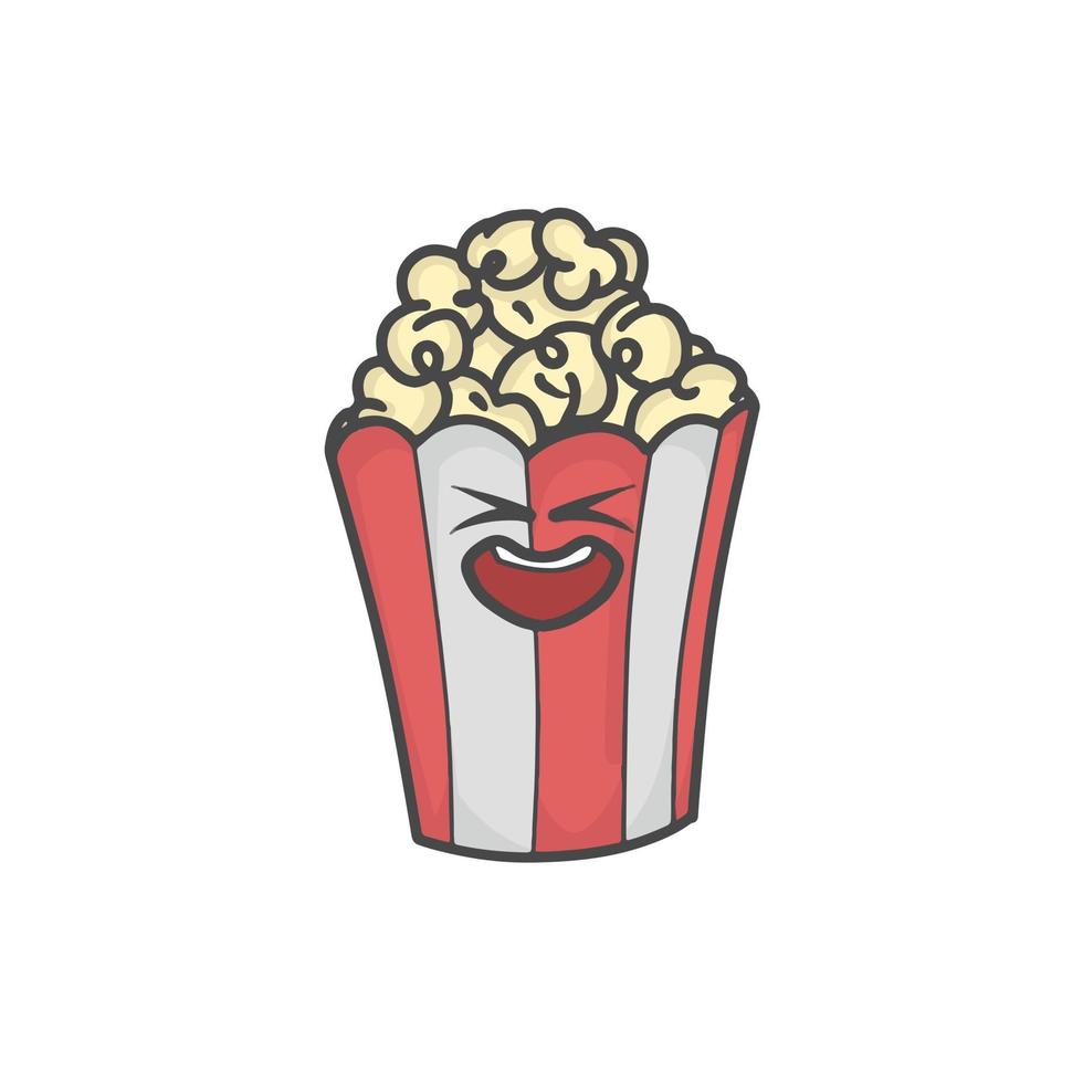 schattige popcorn karakter platte cartoon vector sjabloon ontwerp illustratie