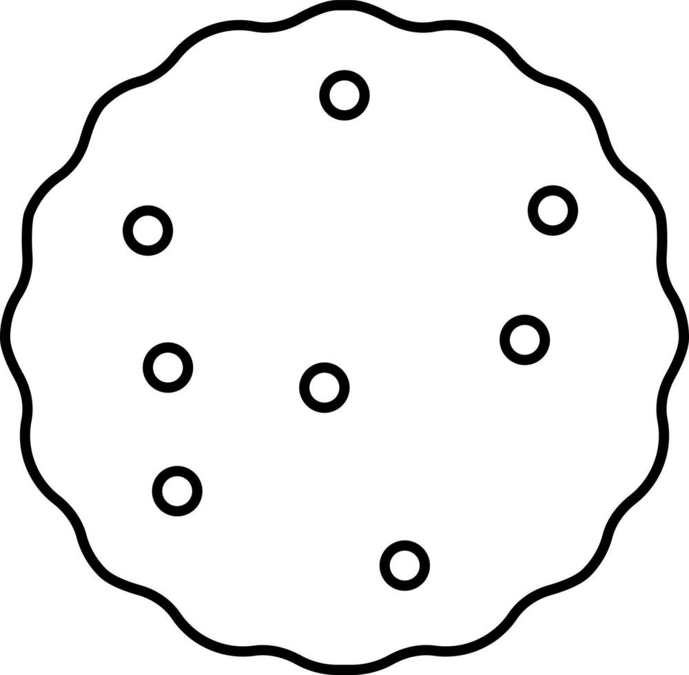 vector illustratie van koekje in zwart schets.