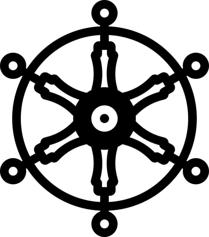 vector illustratie van dharma wiel in zwart en wit kleur.