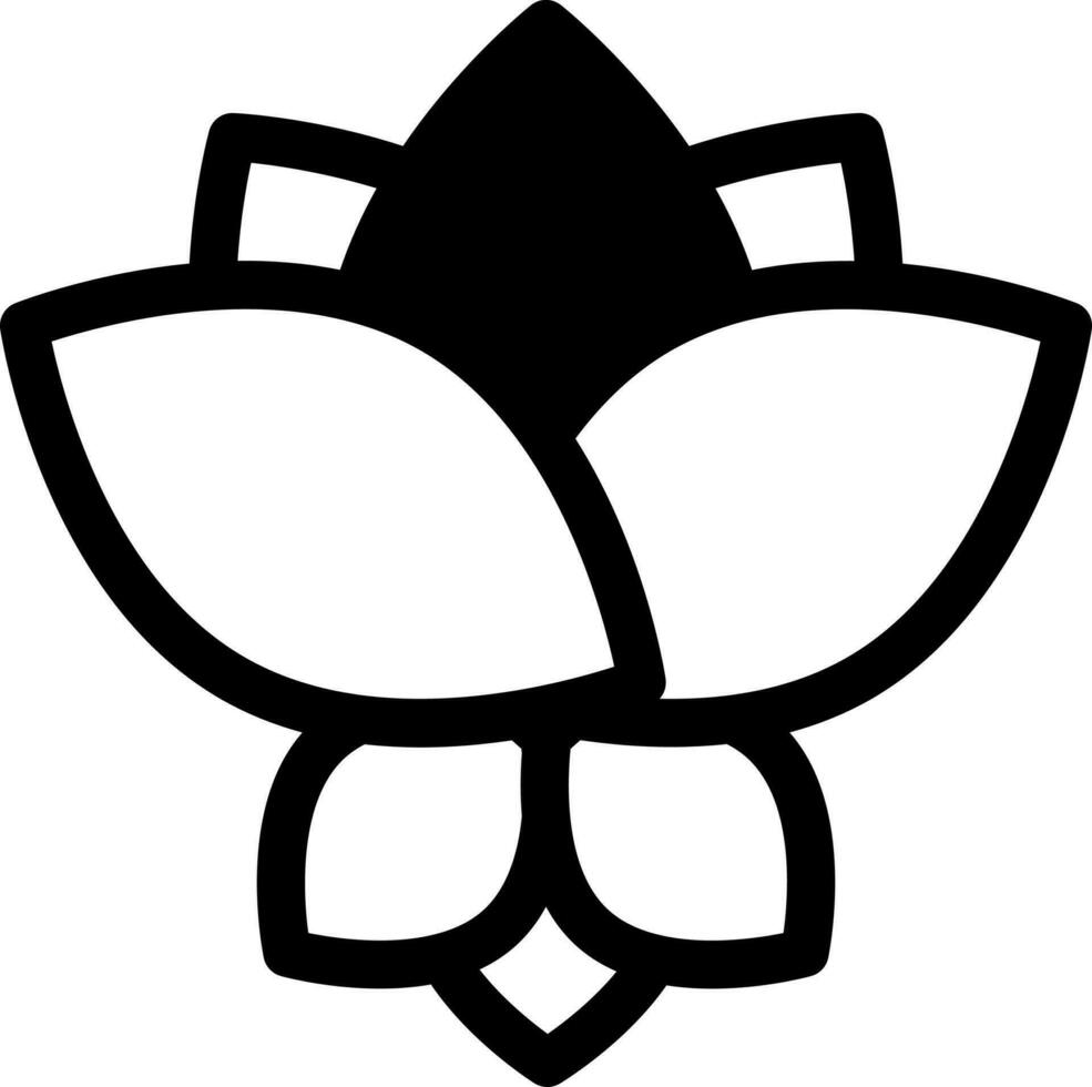 vlak stijl van lotus icoon of symbool in zwart en wit kleur. vector