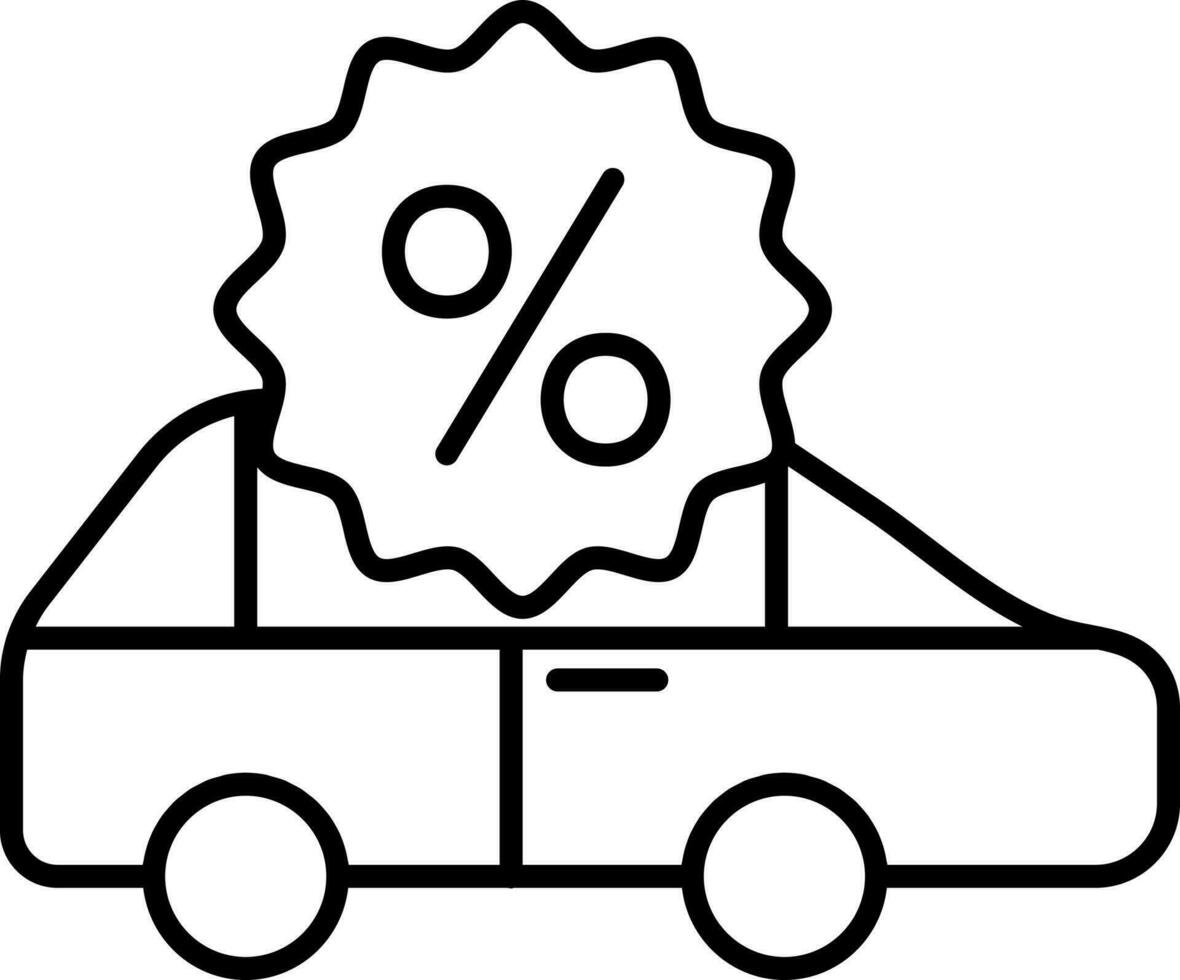 zwart lijn kunst illustratie van auto korting aanbod icoon. vector