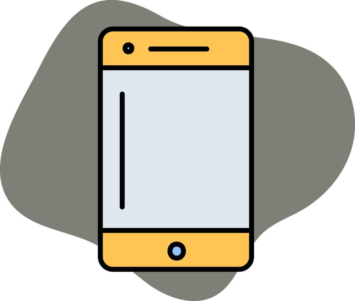 blauw en geel kleur smartphone icoon Aan grijs achtergrond. vector