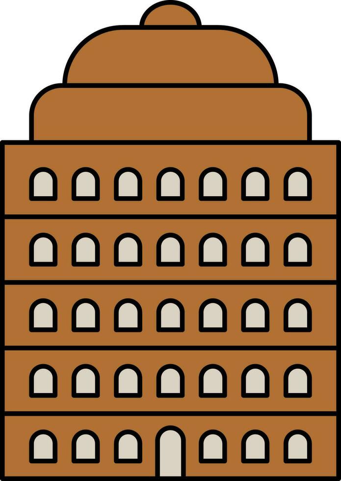 geïsoleerd gebouw icoon in bruin kleur. vector