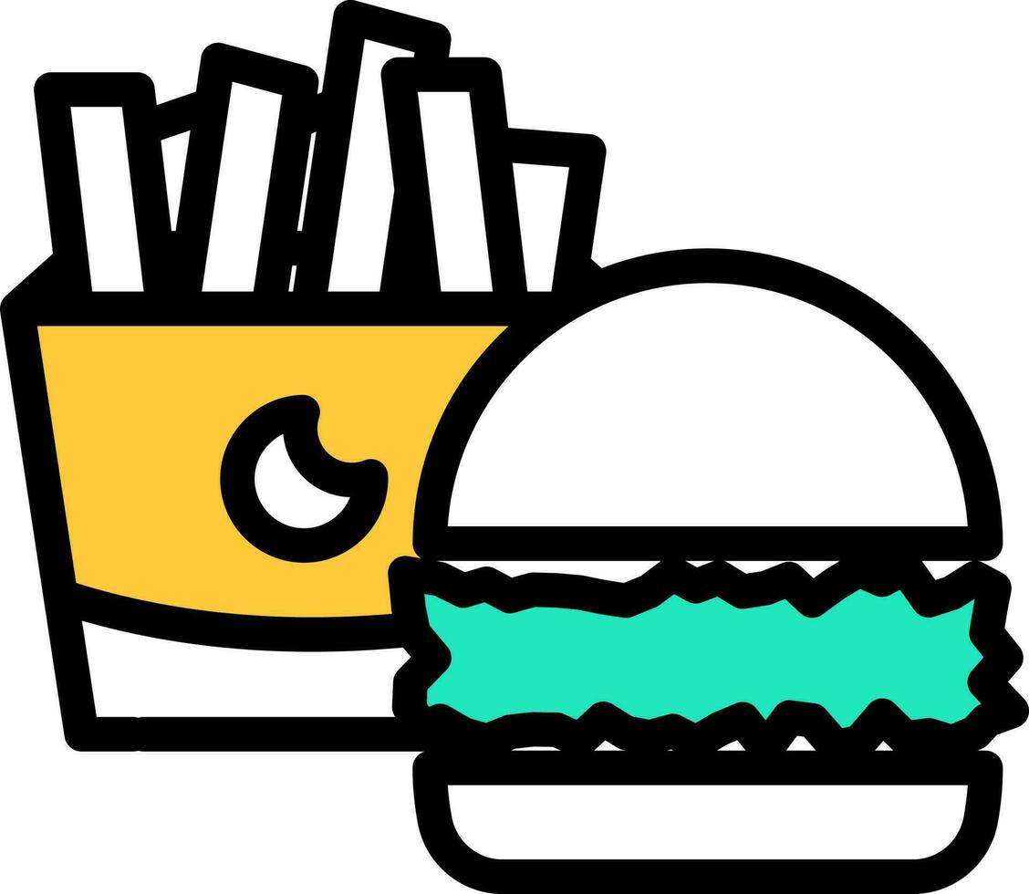 hamburger en Patat icoon in vlak stijl. vector