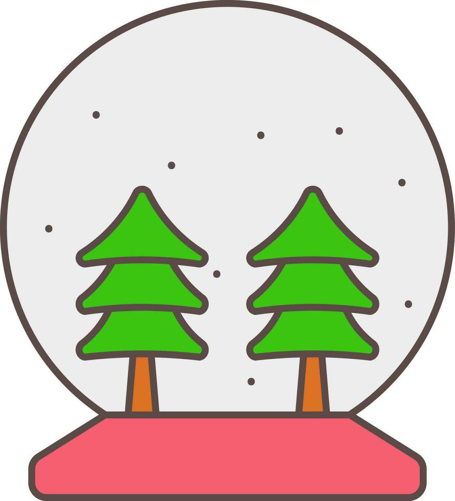 Kerstmis sneeuw wereldbol met boom kleurrijk icoon in vlak stijl. vector