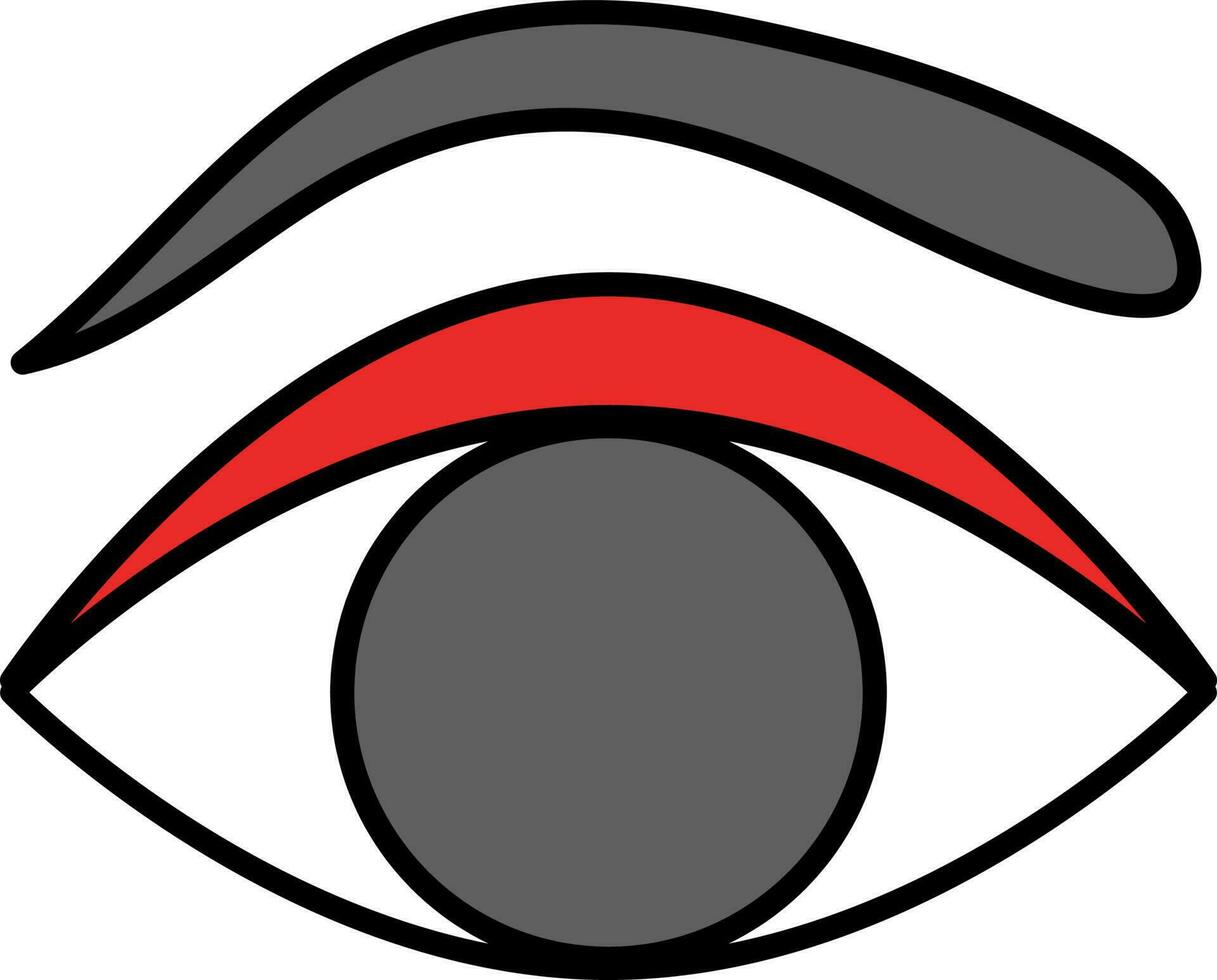 oog met voorhoofd icoon in grijs en rood kleur. vector