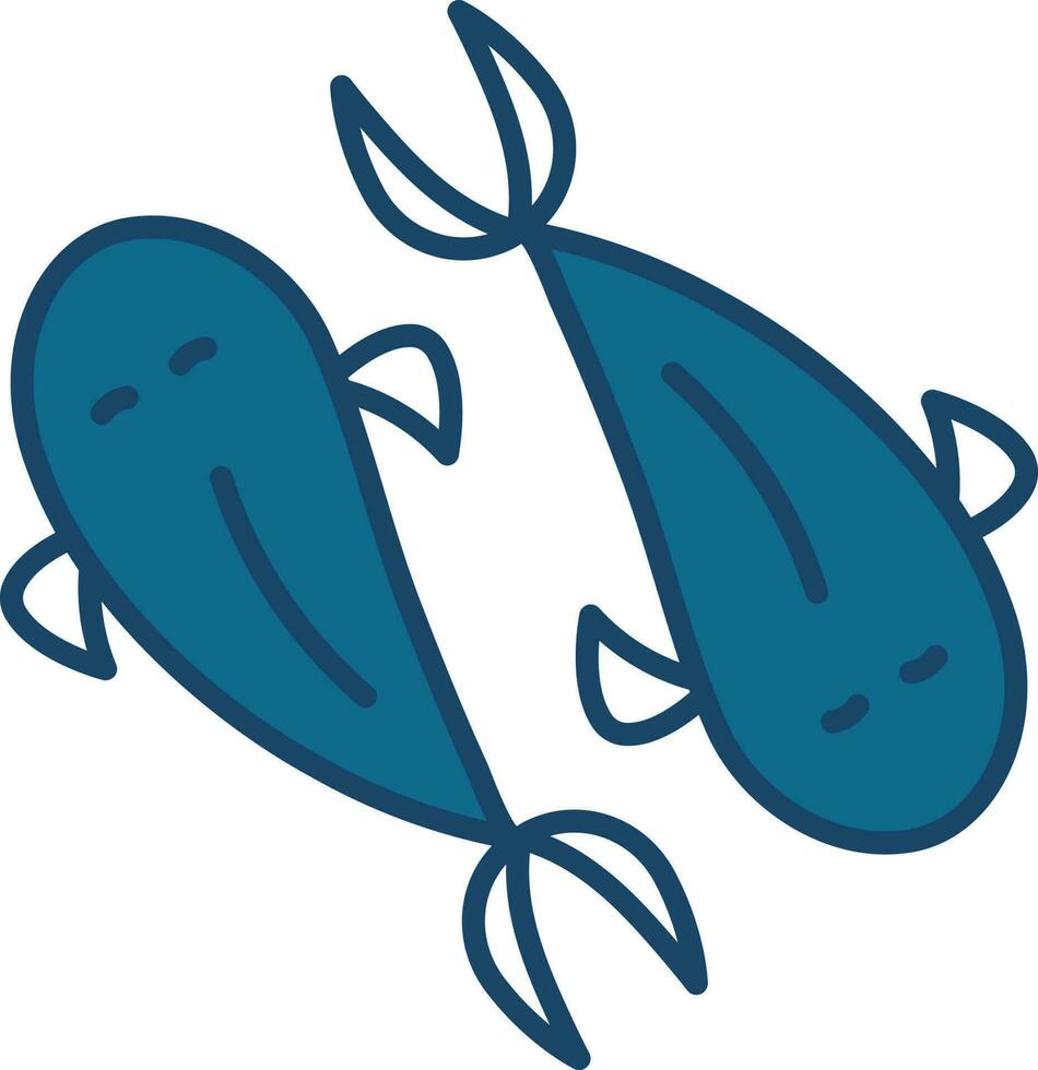 illustratie van vissen icoon in blauw kleur. vector
