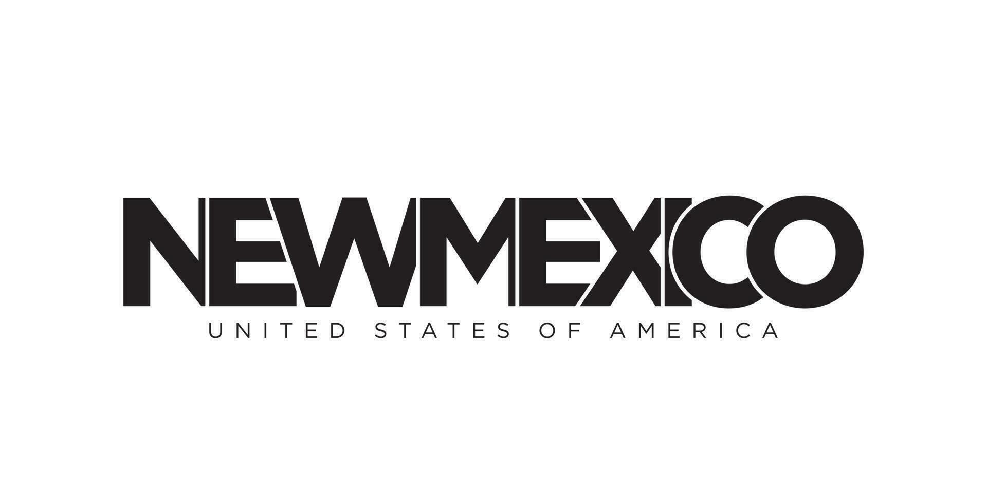 nieuw Mexico, Verenigde Staten van Amerika typografie leuze ontwerp. Amerika logo met grafisch stad belettering voor afdrukken en web. vector