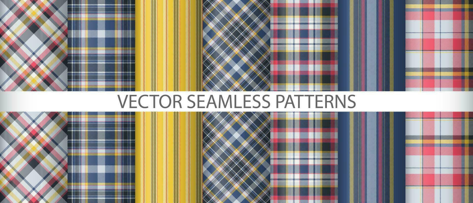 reeks achtergrond controleren patroon. naadloos plaid textuur. textiel Schotse ruit vector kleding stof.