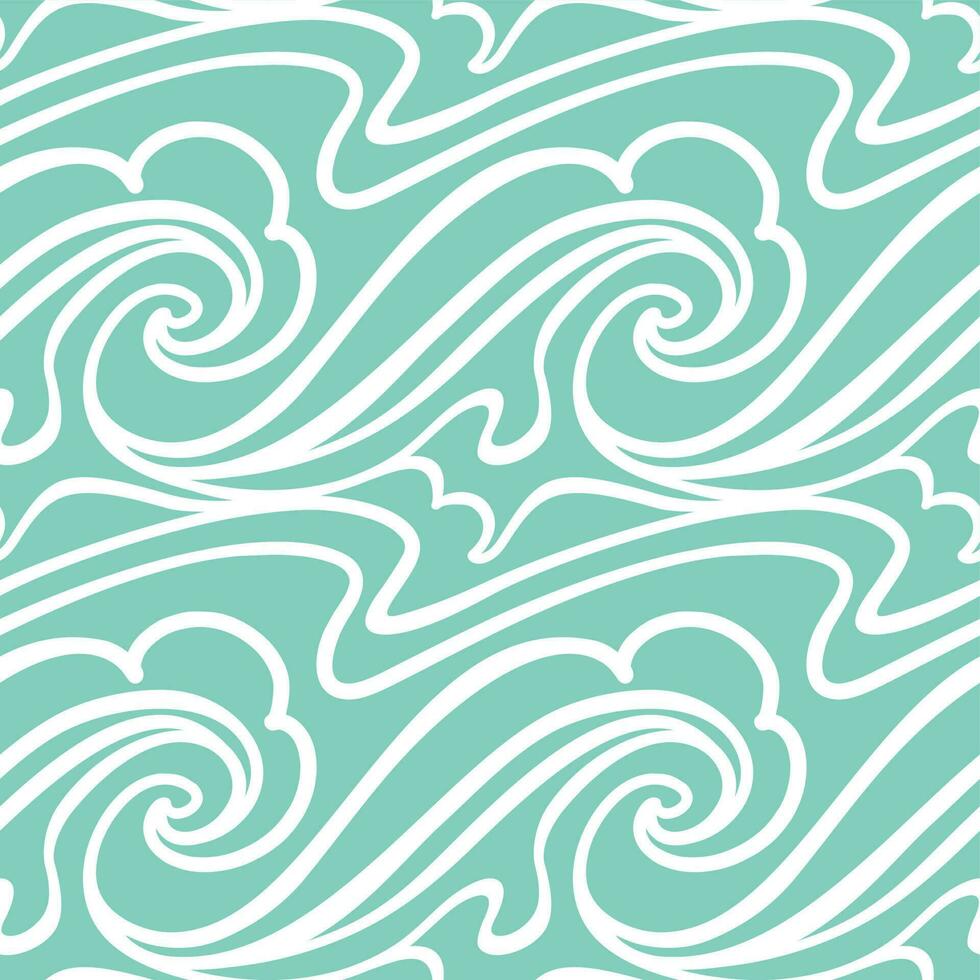 golven in de oceaan, abstract illustratie Aan blauw achtergrond. zomer punt. naadloos patroon voor kleding stof, inpakken, textiel, behang, kleding. vector. vector