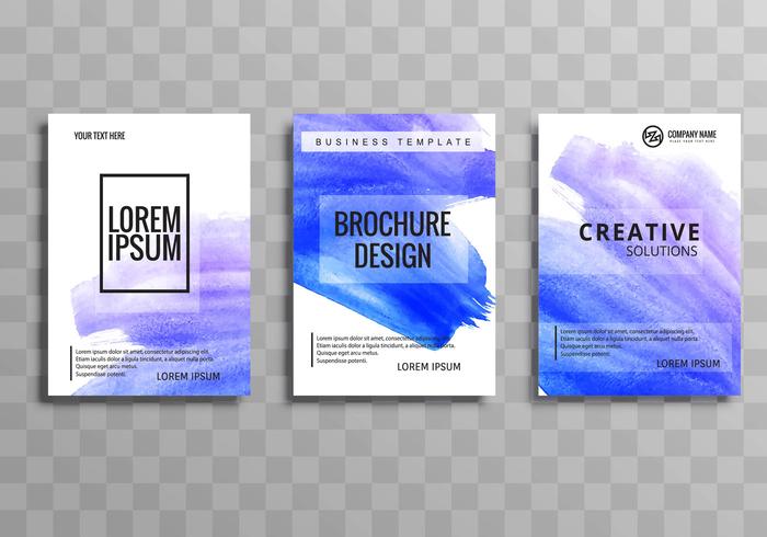 Moderne zakelijke brochure aquarel sjabloon set vector