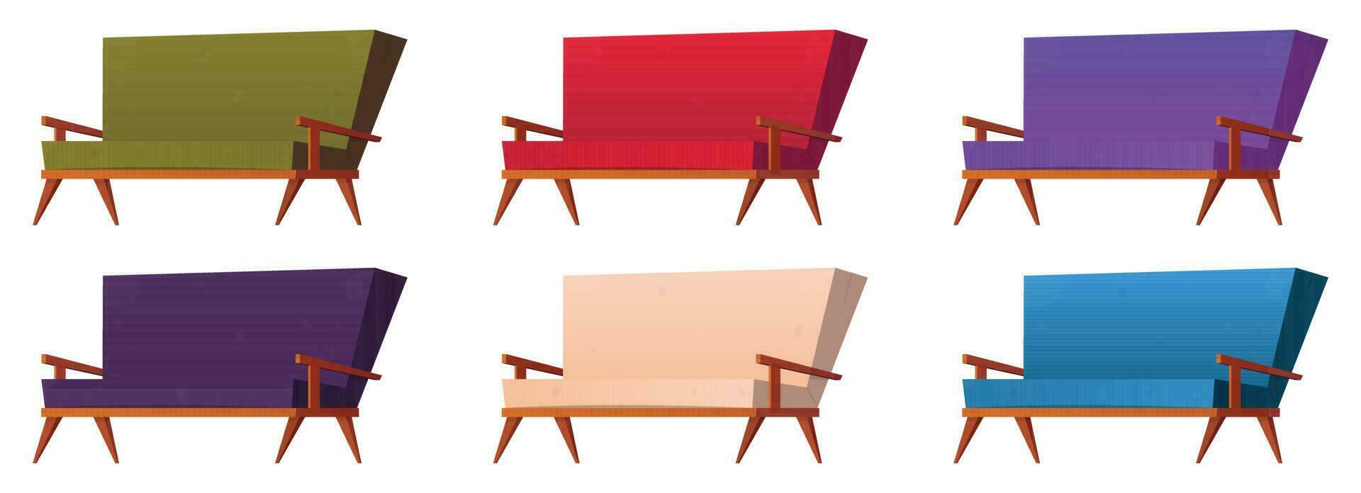 tekenfilm sofa en couches verzameling vector illustratie geïsoleerd Aan wit