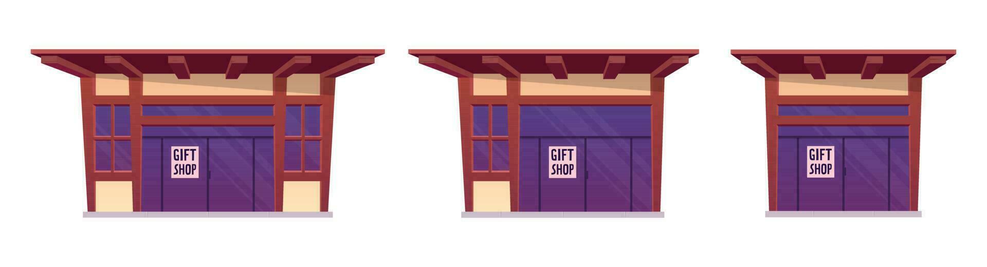 kaartjes winkel en geschenk winkel gebouw in tekenfilm stijl vector illustratie geïsoleerd Aan wit