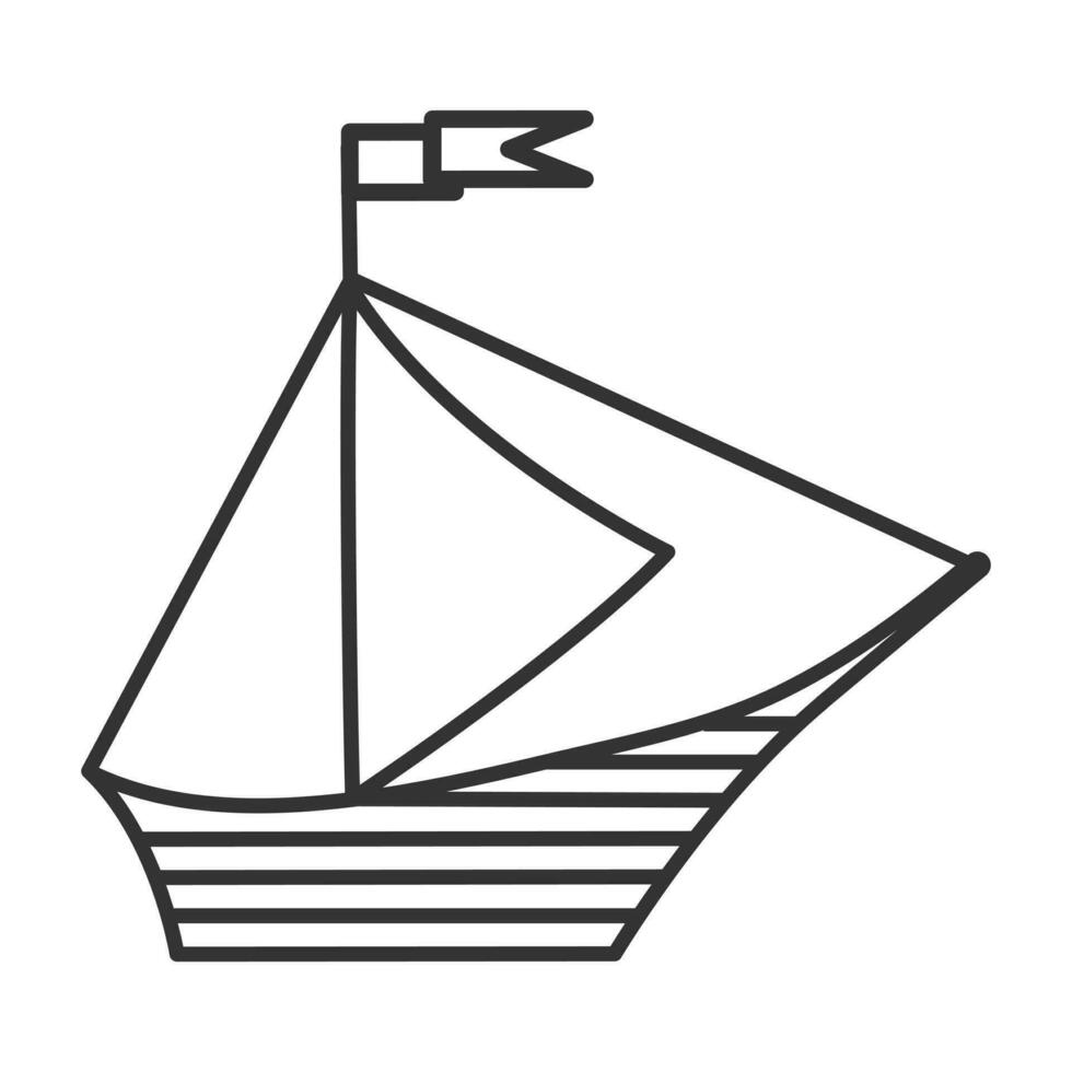 schip schets icoon. kleur boek bladzijde voor kinderen. boot vector illustratie geïsoleerd Aan wit achtergrond.