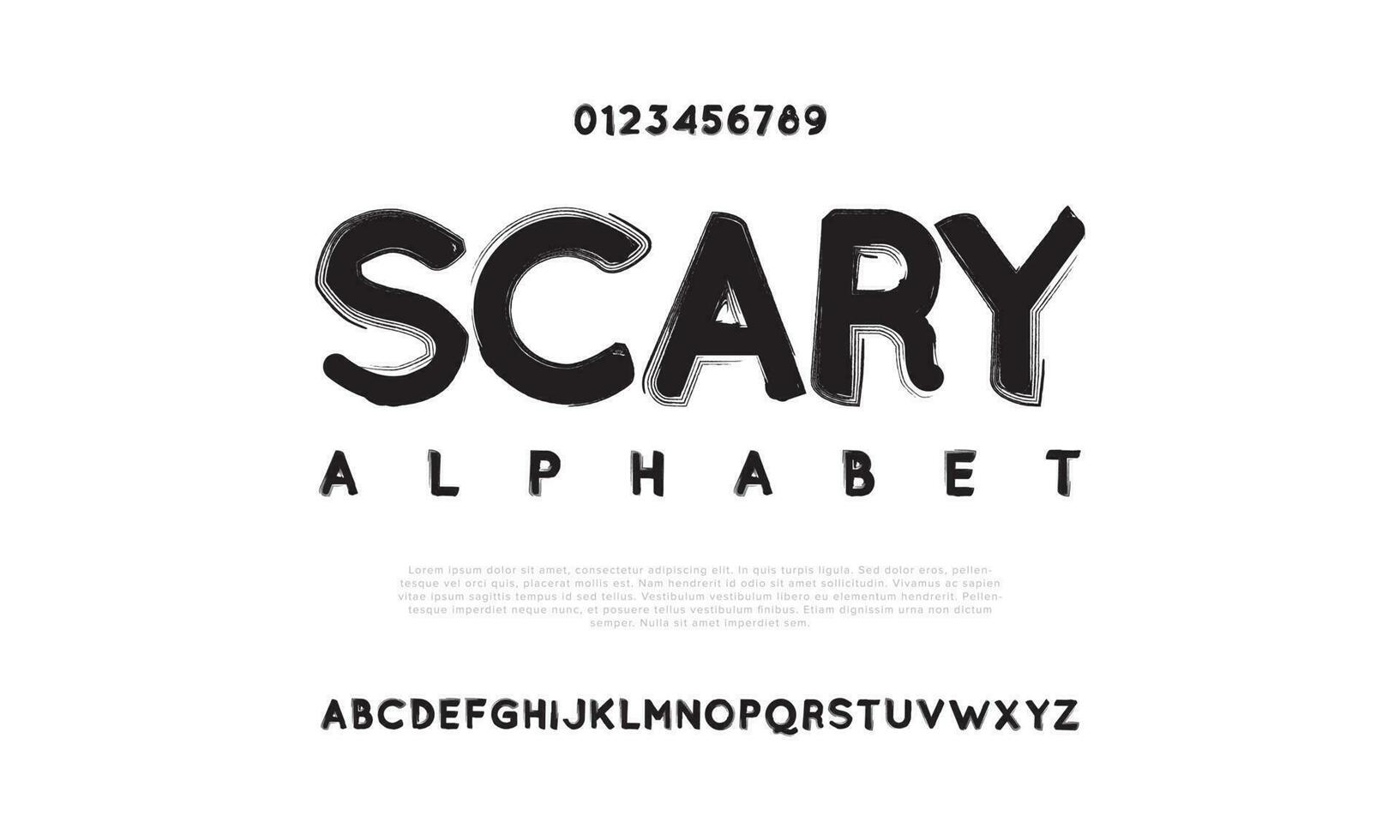 eng geest halloween abstract digitaal technologie logo doopvont alfabet. minimaal modern stedelijk fonts voor logo, merk enz. typografie lettertype hoofdletters kleine letters en nummer. vector illustratie