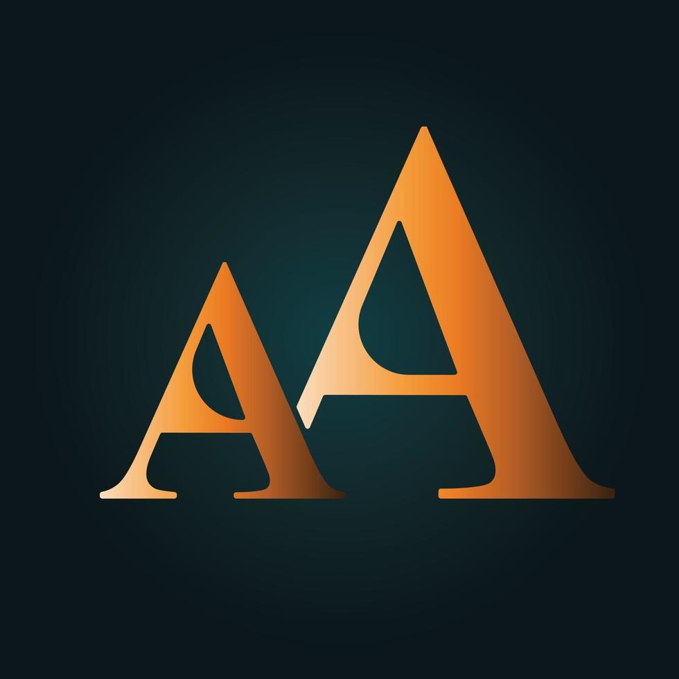 aa brief logo. gradiënt gouden abstract concept met donkere achtergrond vector