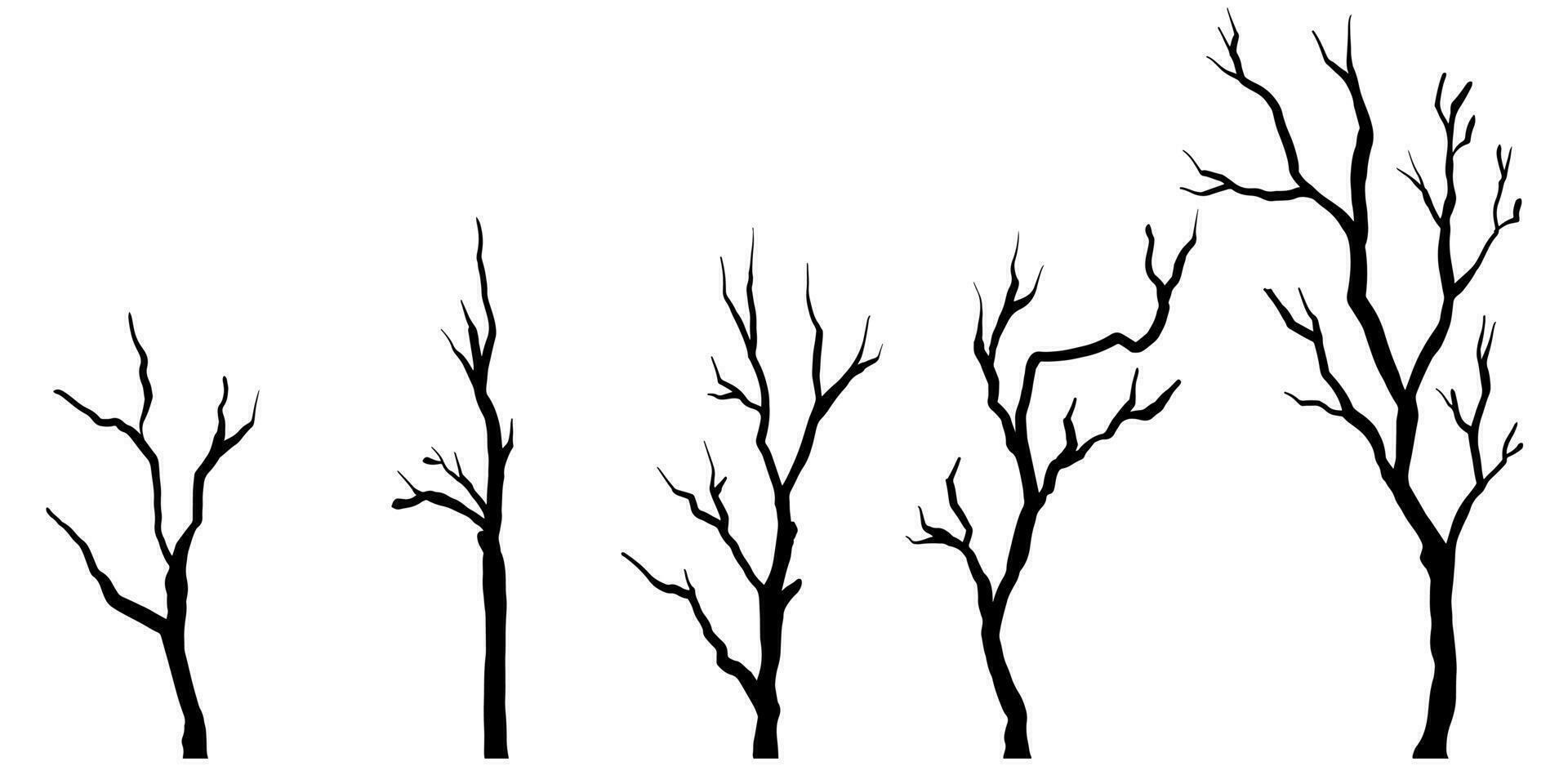 tekening schetsen stijl van naakt bomen silhouetten tekenfilm hand- getrokken illustratie voor concept ontwerp. vector