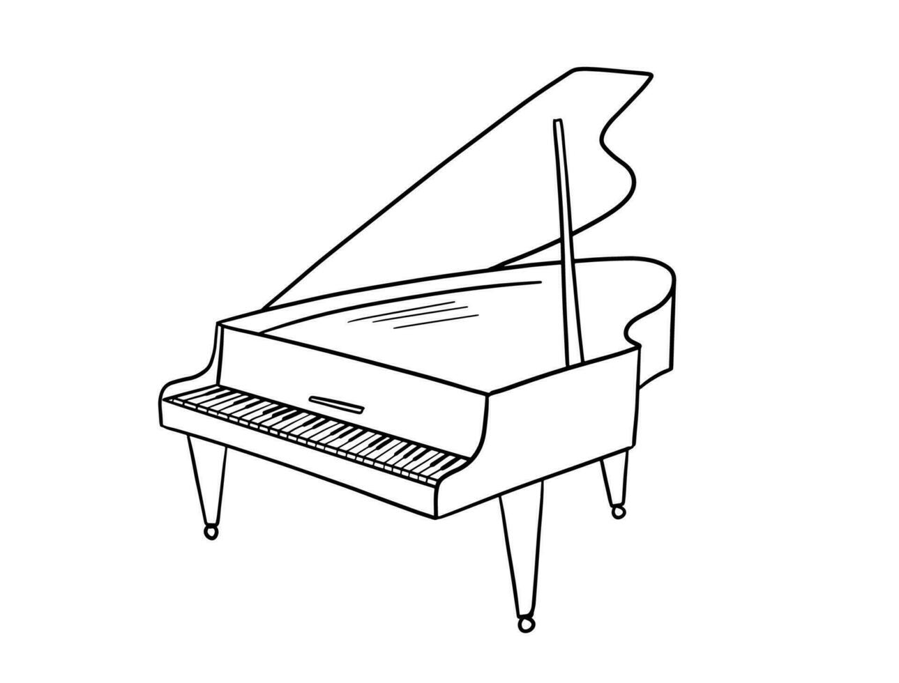 groots piano. vector tekening schets illustratie. musical instrument