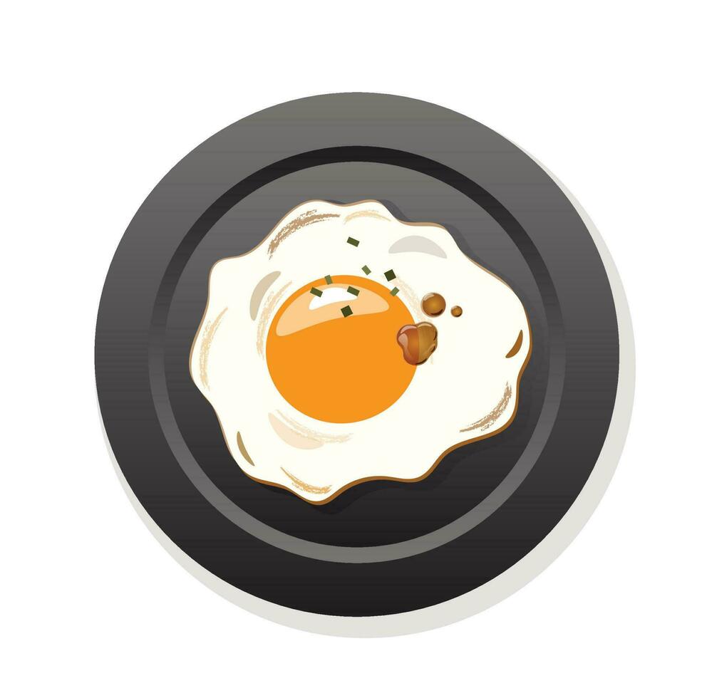 gebakken ei Aan een bord. ochtend- ontbijt vector illustratie
