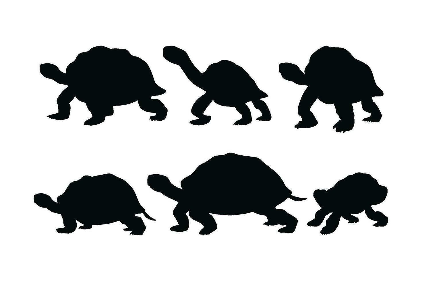 schildpad wandelen in verschillend posities, silhouet reeks vector. groot schildpad silhouet verzameling Aan een wit achtergrond. wild zee schepsels Leuk vinden schildpadden of schildpadden, vol lichaam silhouet bundels. vector