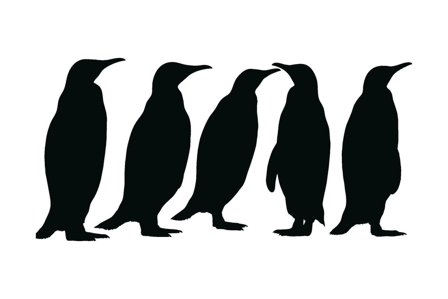 pinguïn staand in verschillend posities, silhouet reeks vector. volwassen pinguïn silhouet verzameling Aan een wit achtergrond. arctisch vogel en schepsel vol lichaam silhouet bundel in donker kleur. vector