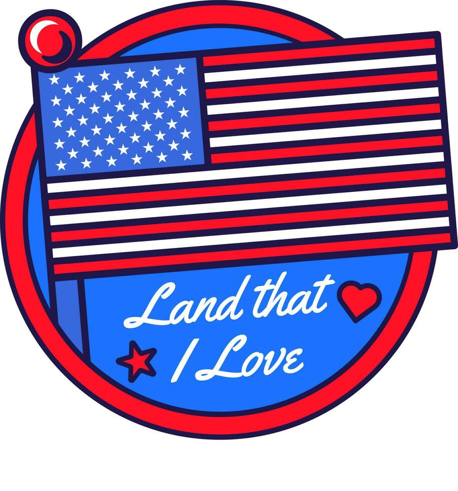 Amerikaans feestelijk vlag sticker land- dat ik liefde vector