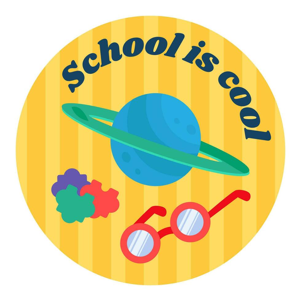 tekenfilm ronde sticker school- is koel vector