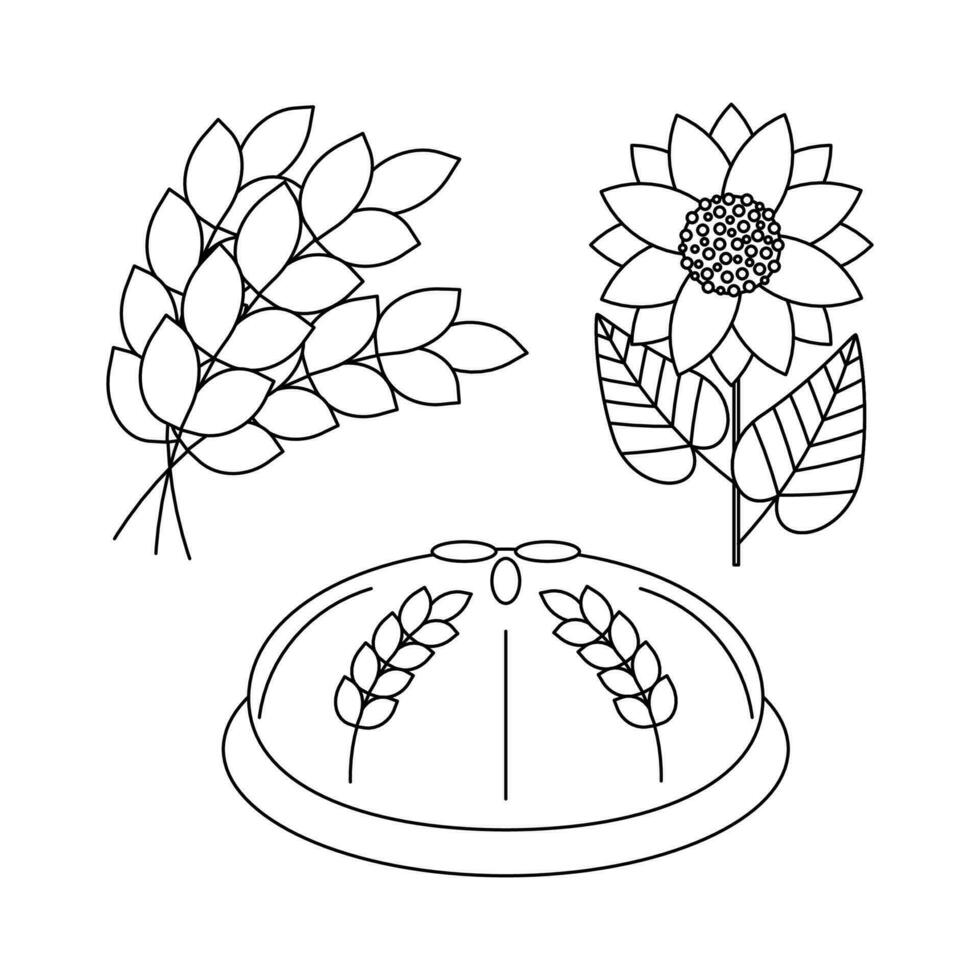 brood. een schoof van tarwe. zonnebloem bloem. oekraïens symbolen. vector