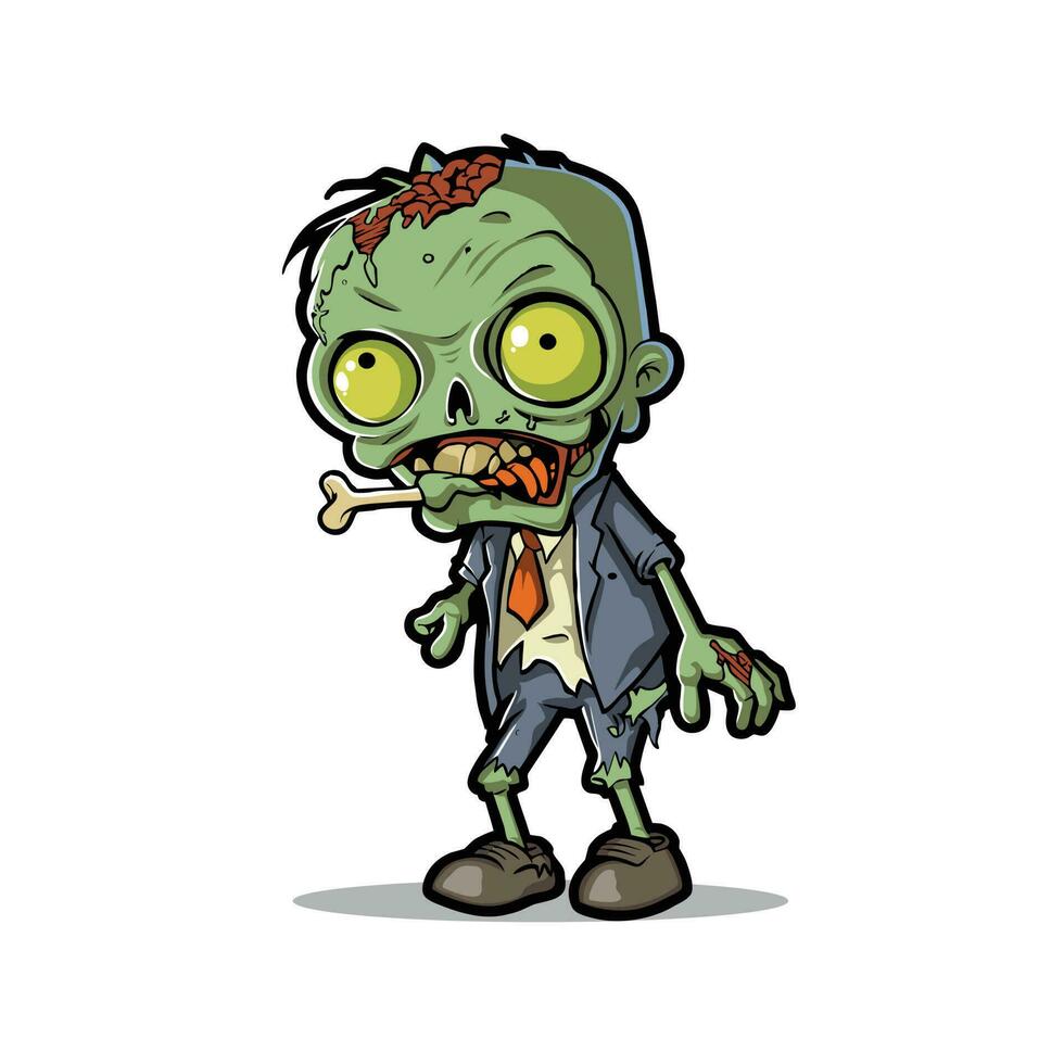 ondood pret tekenfilm levendig zombie karakter illustratie, spookachtige, halloween vector