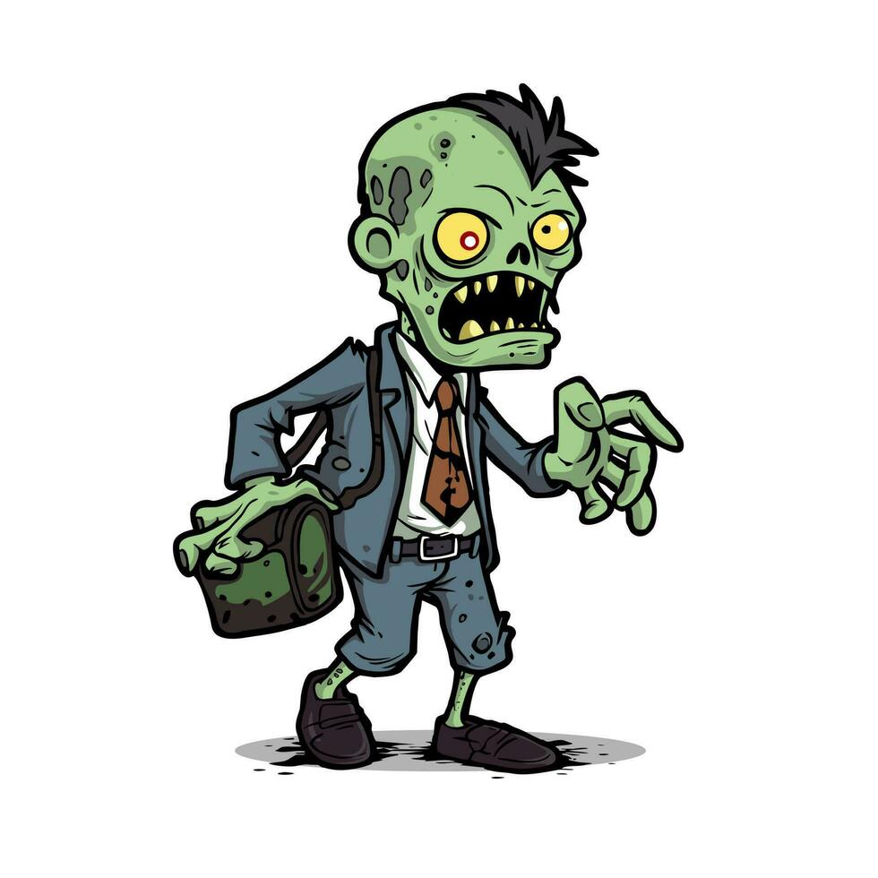 ondood pret tekenfilm levendig zombie karakter illustratie, spookachtige, halloween vector