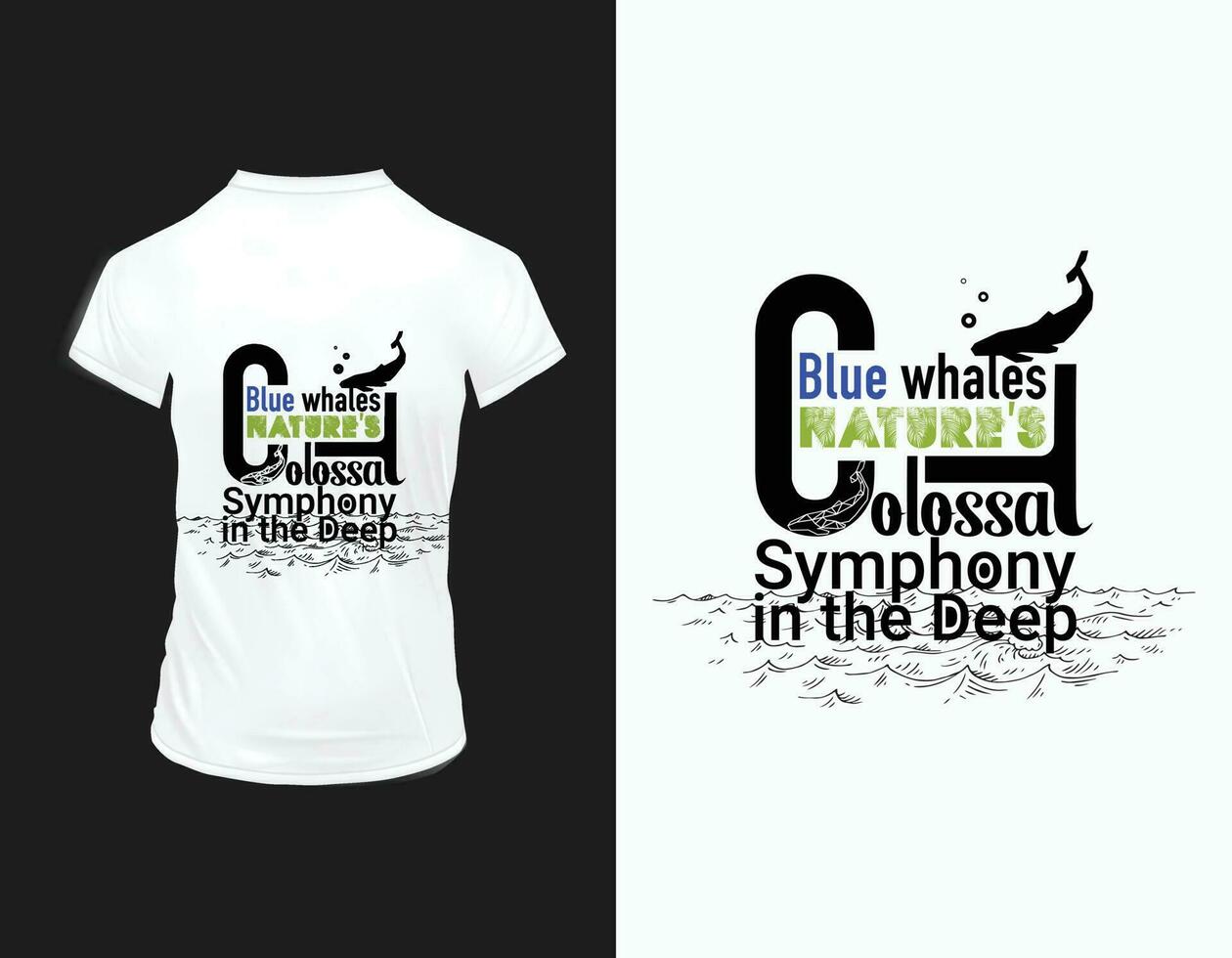 een wit overhemd dat zegt blauw walvissen van de natuur vector