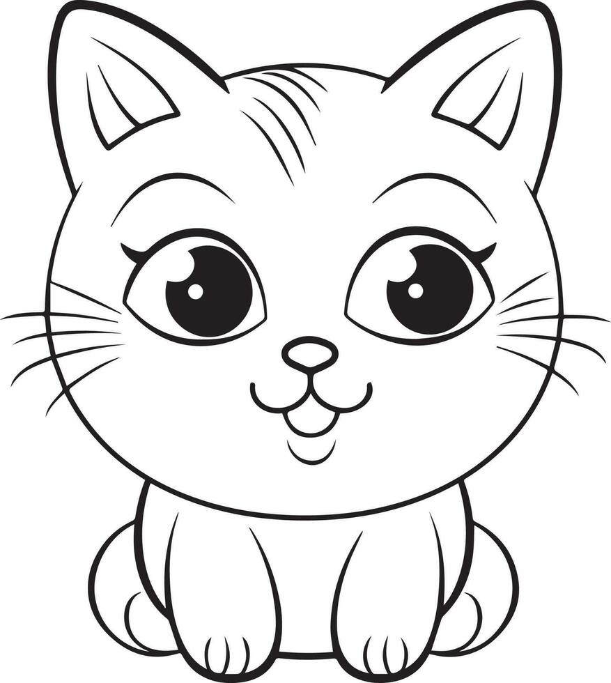 schattig tekenfilm kat vector illustratie, kat kleur bladzijde voor kinderen en volwassenen. afdrukken ontwerp, t-shirt ontwerp, tatoeëren ontwerp, muurschildering kunst, kat mascotte