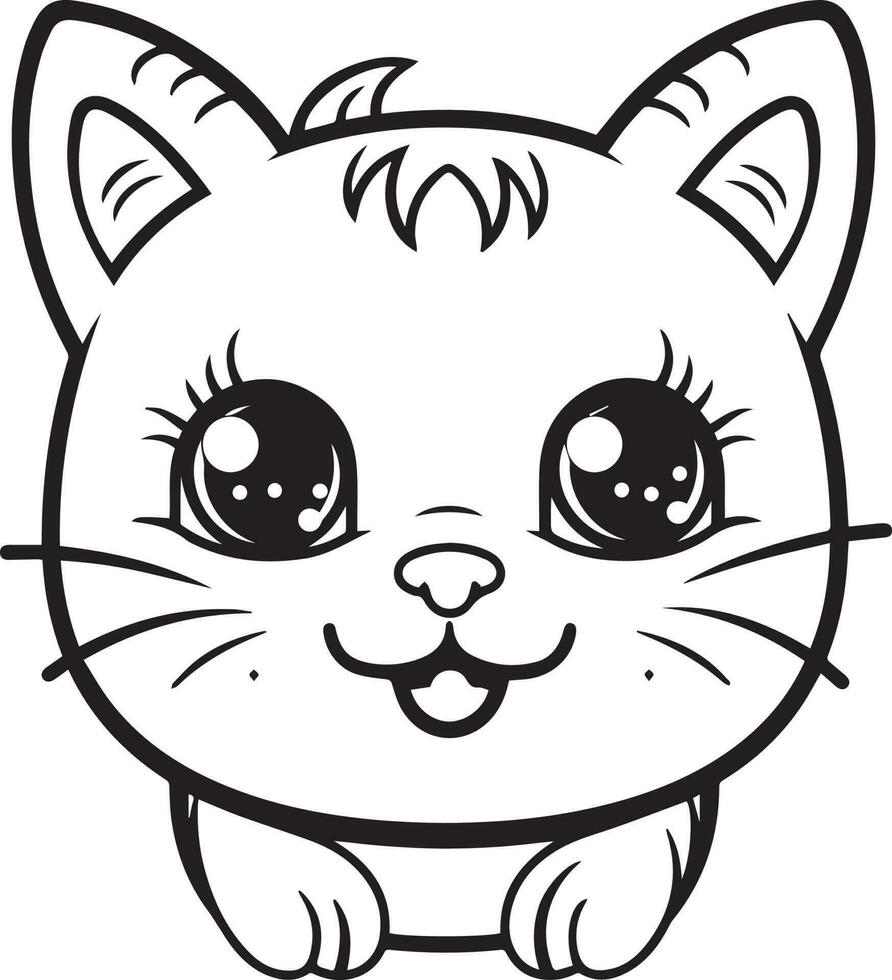 schattig tekenfilm kat vector illustratie, kat kleur bladzijde voor kinderen en volwassenen. afdrukken ontwerp, t-shirt ontwerp, tatoeëren ontwerp, muurschildering kunst, kat mascotte