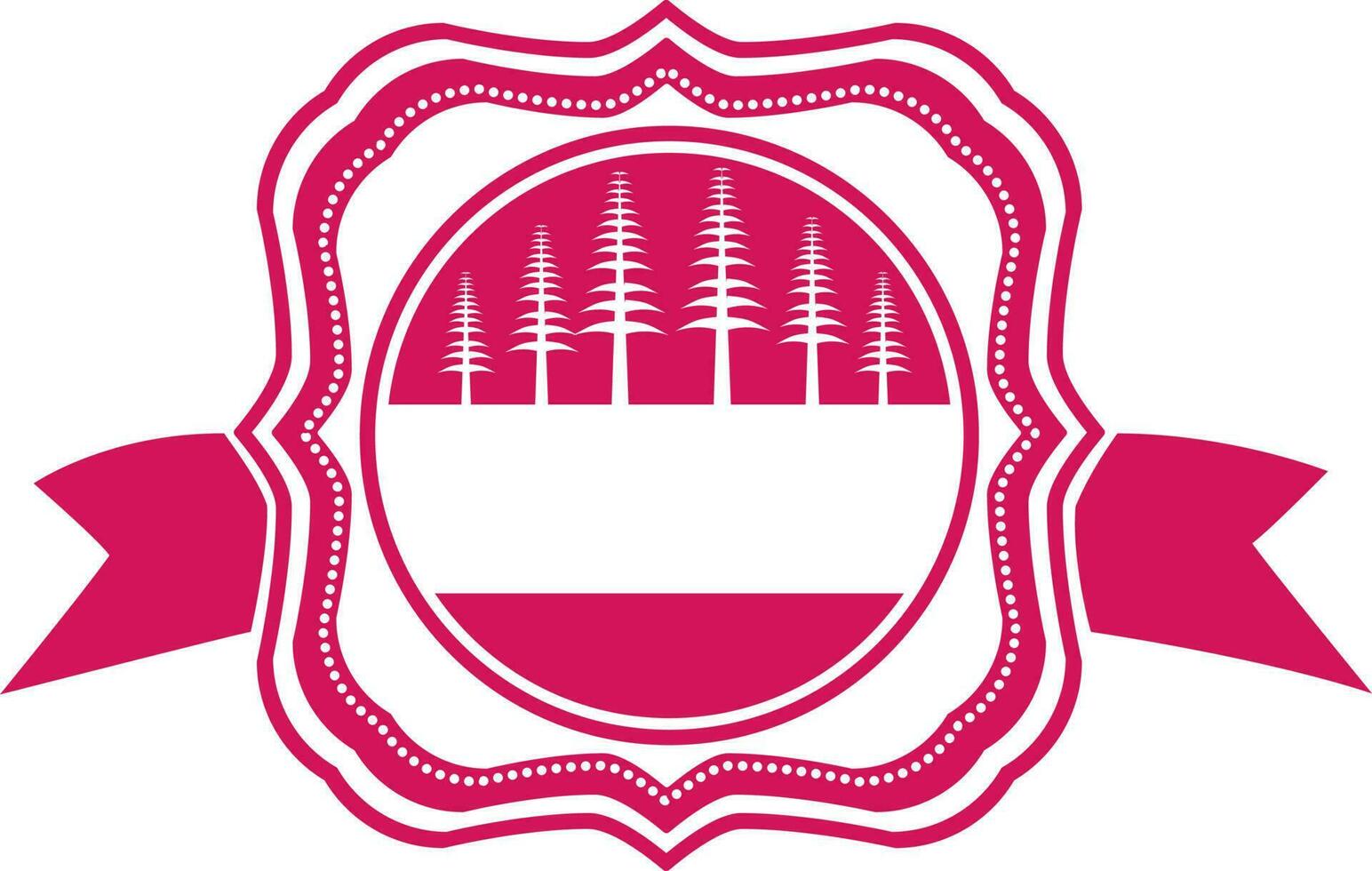 wit bomen in roze sticker cirkel met lintje. vector