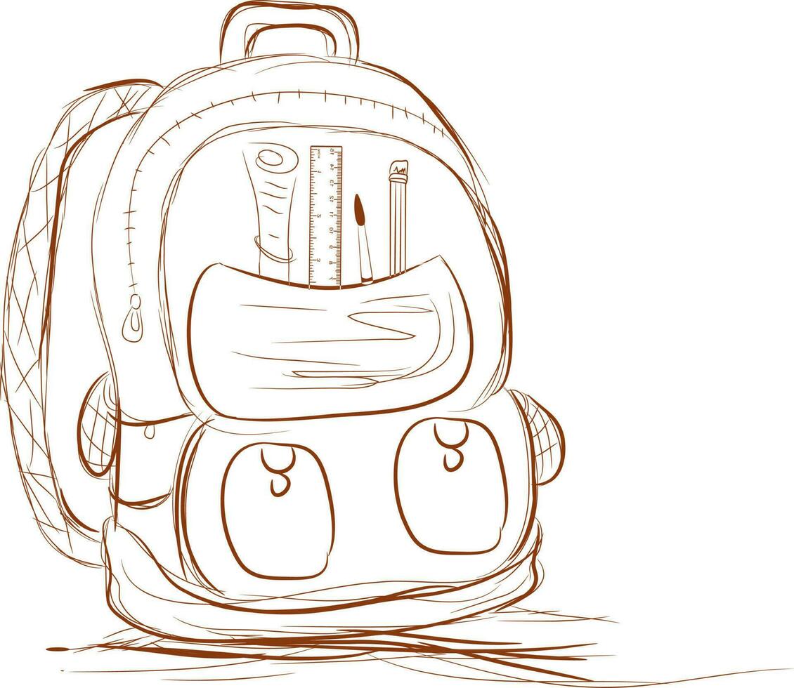vlak illustratie van een hand- getrokken school- tas. vector