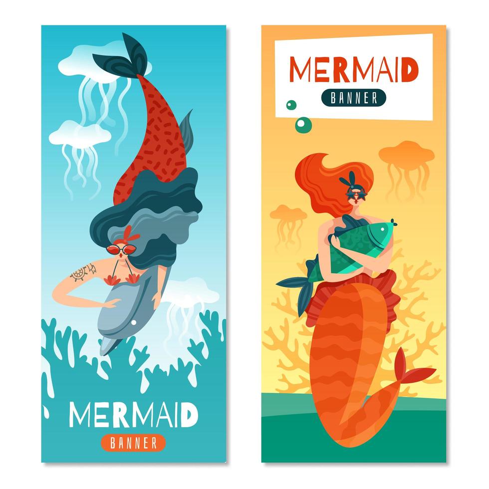 zeemeerminnen leven banners vector illustratie