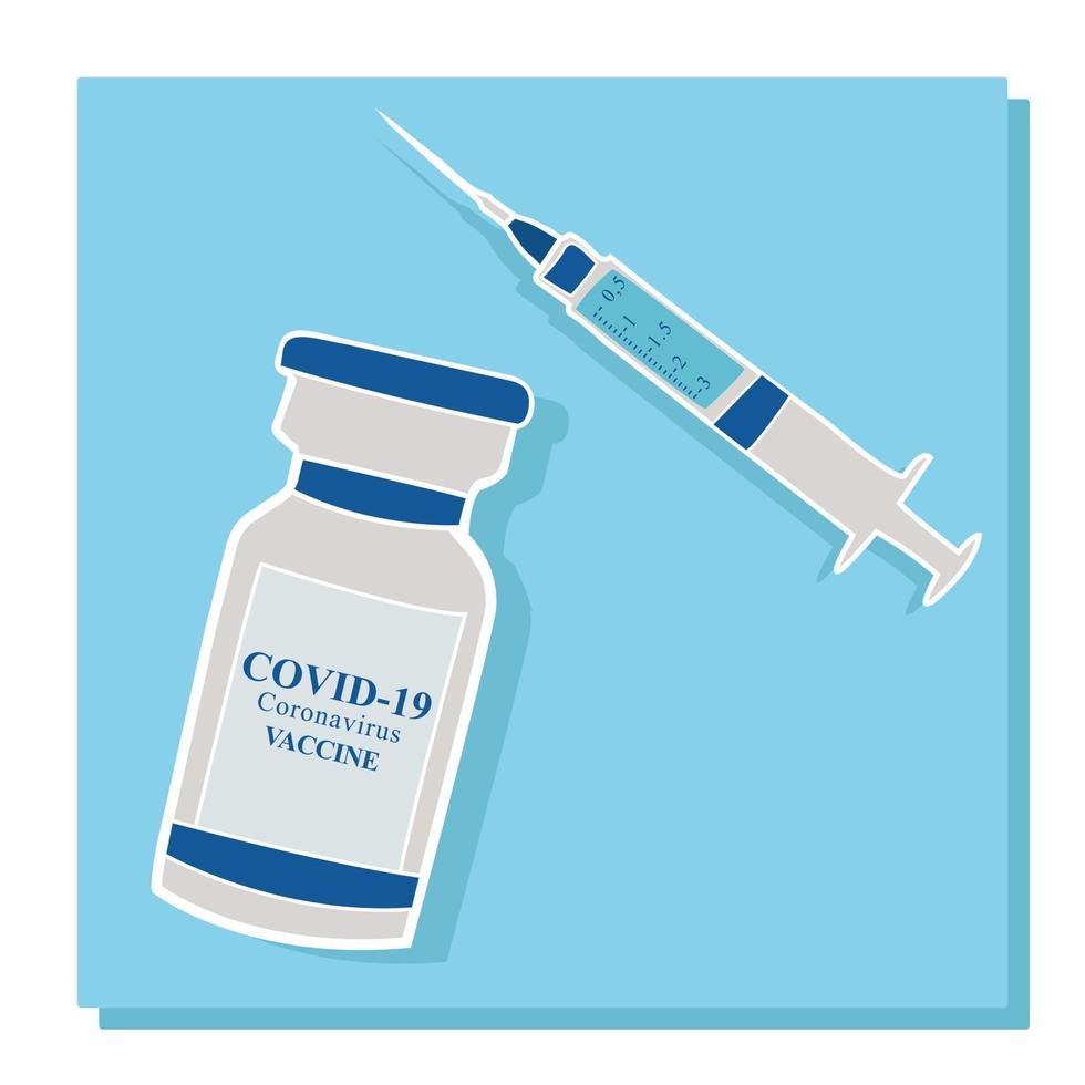 minimalistische vaccinflessen injectie spuit coronavirus vaccin vectorillustratie vector