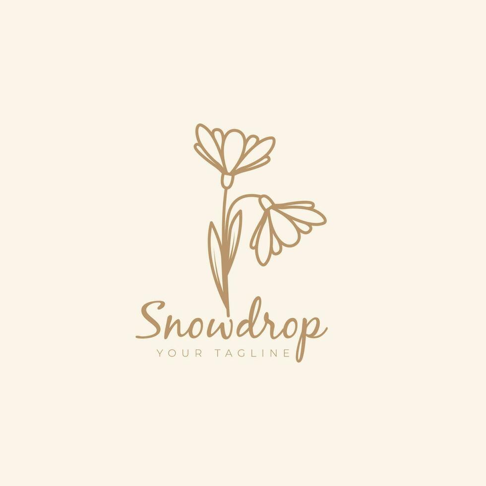 sneeuw laten vallen bloem logo minimalistische lijn vrouwelijk bloemist schoonheid salon en spa vector icoon symbool illustratie ontwerp