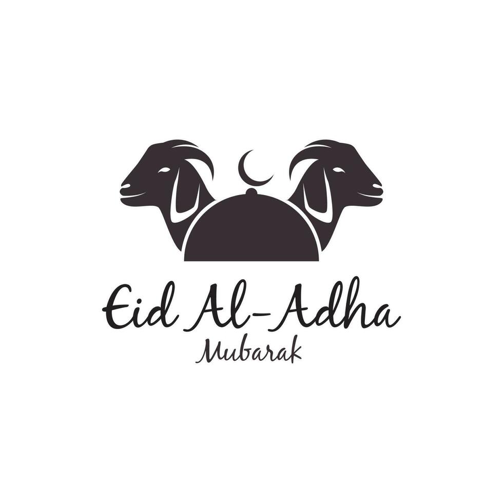 gelukkig eid al-adha mubarak Islamitisch religie moskee geit logo ontwerp vector