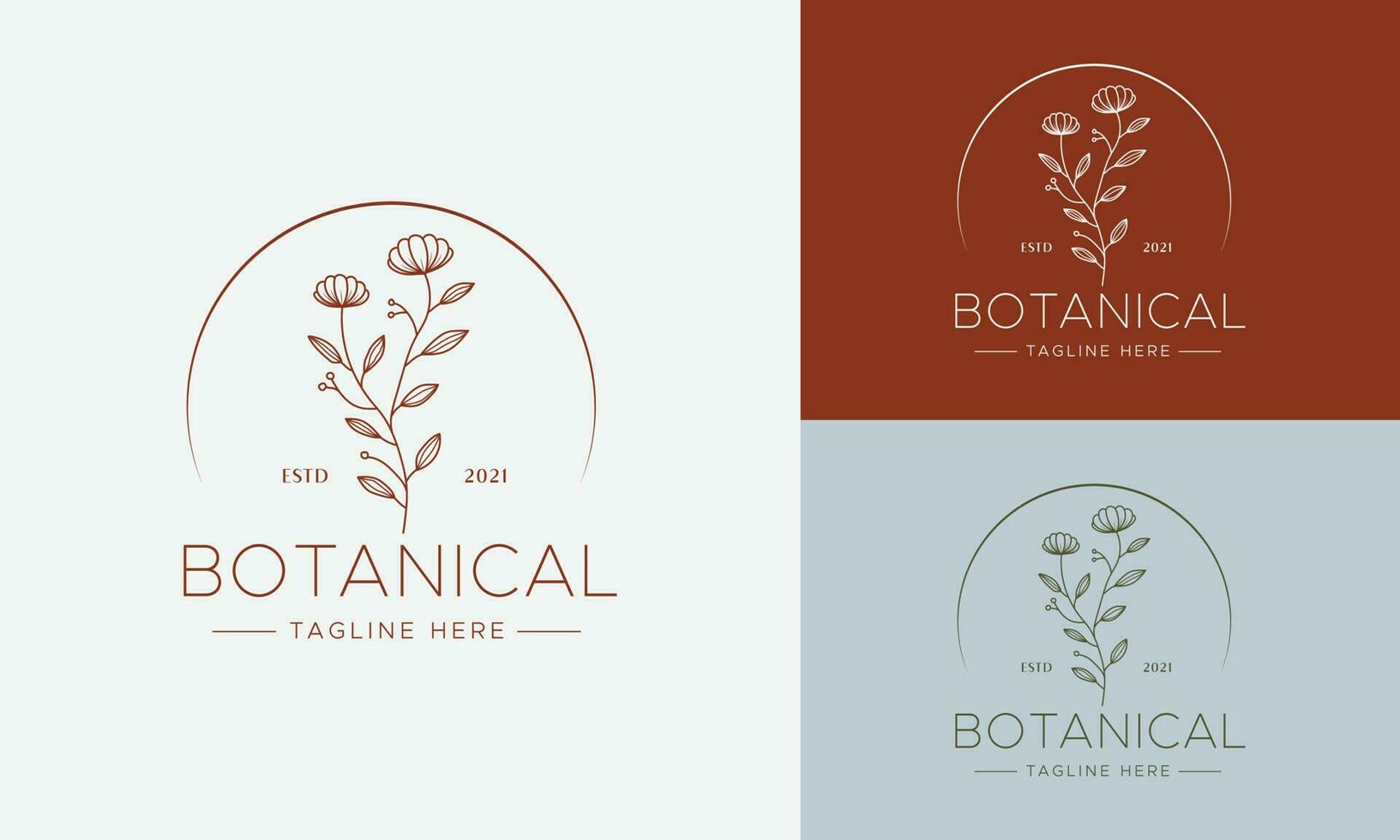 botanische bloemen element hand getekende logo met wilde bloemen en bladeren. logo voor spa en schoonheidssalon, boetiek, biologische winkel, bruiloft, floral designer, interieur, fotografie, cosmetica. vector