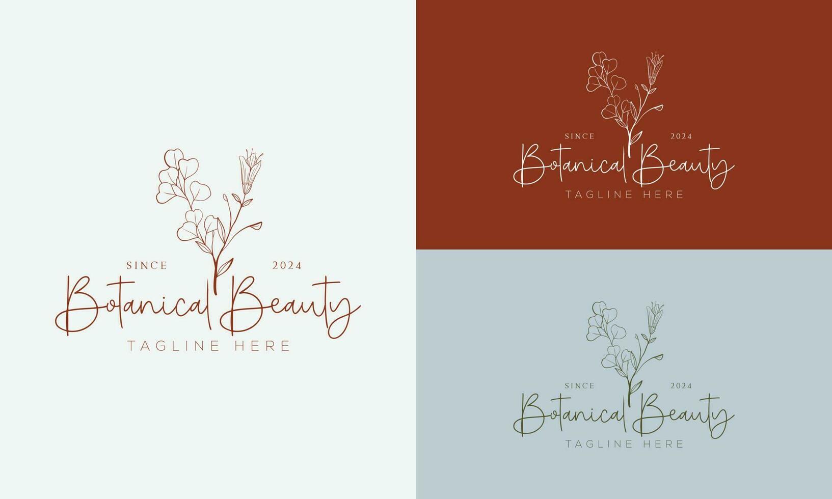 botanische bloemen element hand getekende logo met wilde bloemen en bladeren. logo voor spa en schoonheidssalon, boetiek, biologische winkel, bruiloft, floral designer, interieur, fotografie, cosmetica. vector