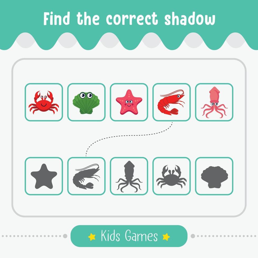 vind het juiste schaduwkinderspel voor educatieve kleuters vector