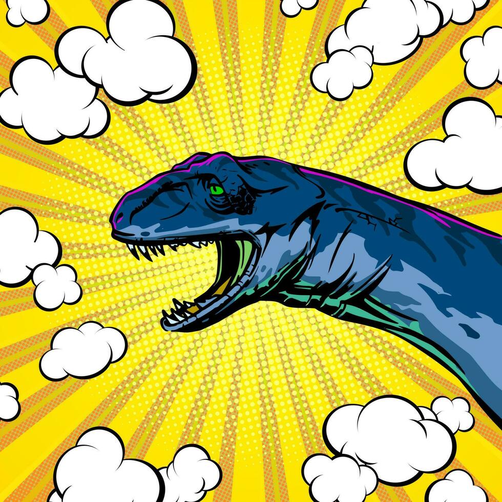 knal kunst dinosaurus hoofd concept voor afdrukken en ontwerp. vector illustratie.