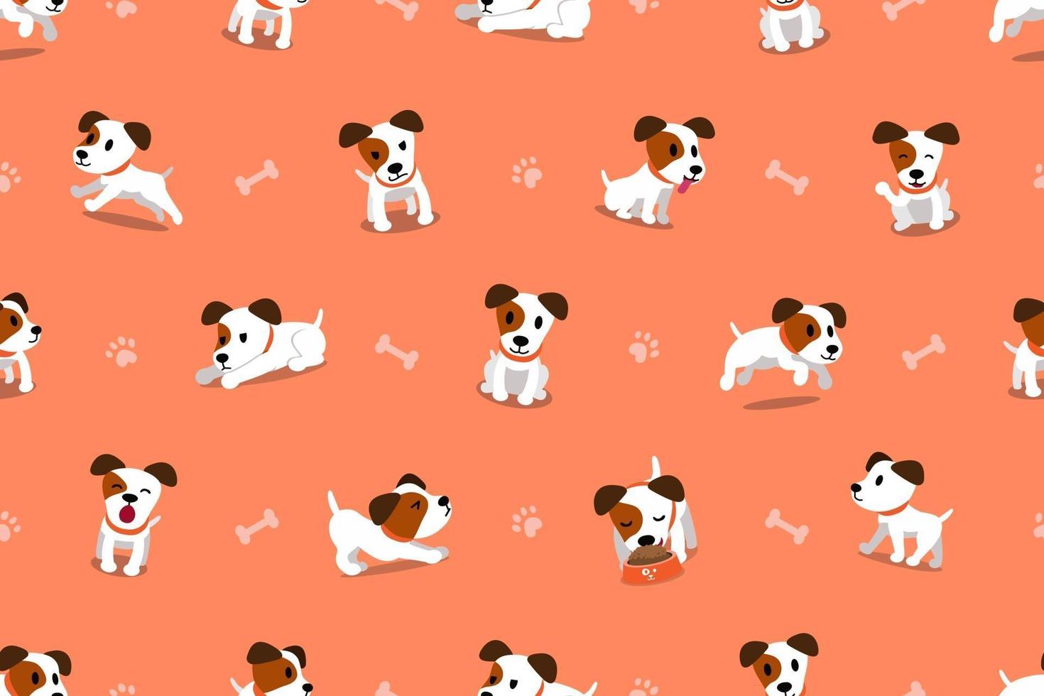 vector cartoon karakter jack russell terrier hond naadloze patroon